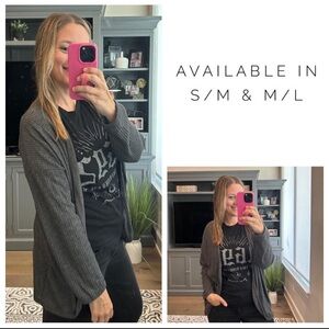 Charcoal Waffle Knit Cardigan